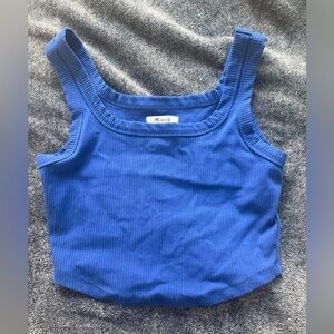 Madewell Blue Ribbed Cropped Tank Top